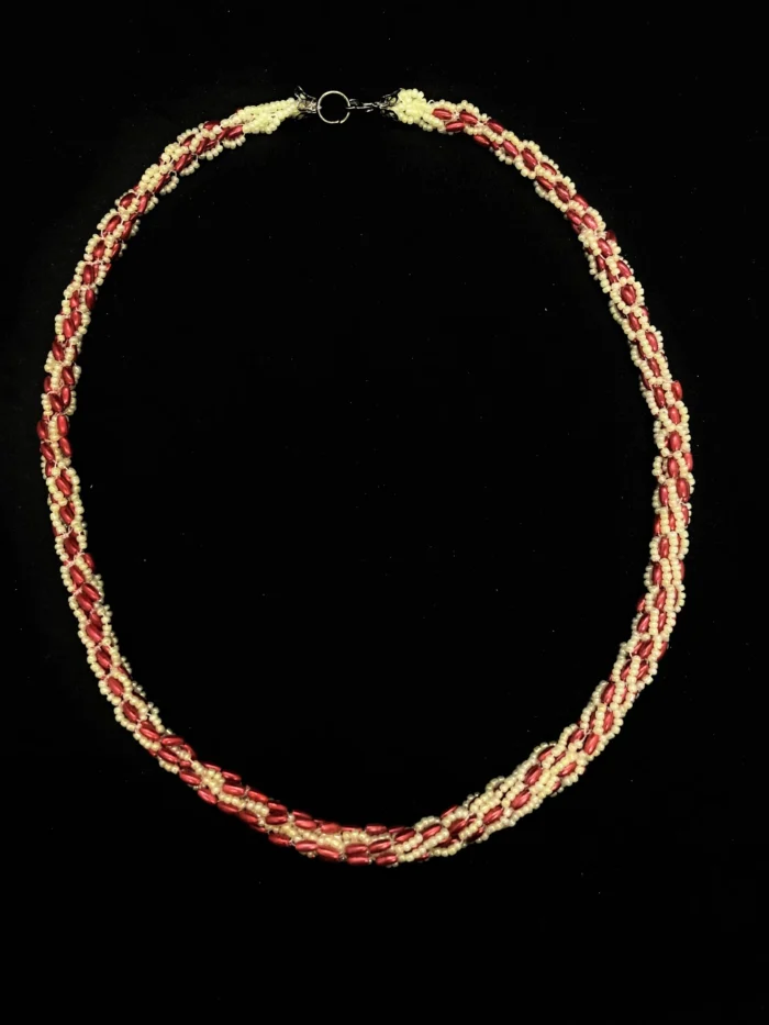 Classic Red and White Beaded Necklace